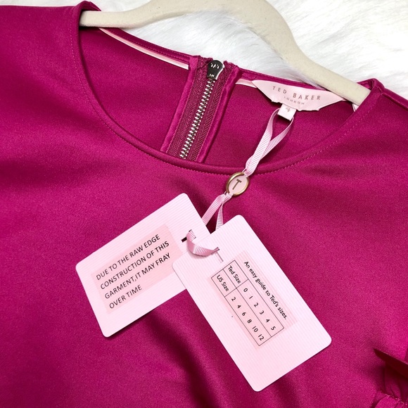 $250 TED BAKER Pink Ruffle Cocktail Dress Luuciee - Picture 5 of 10